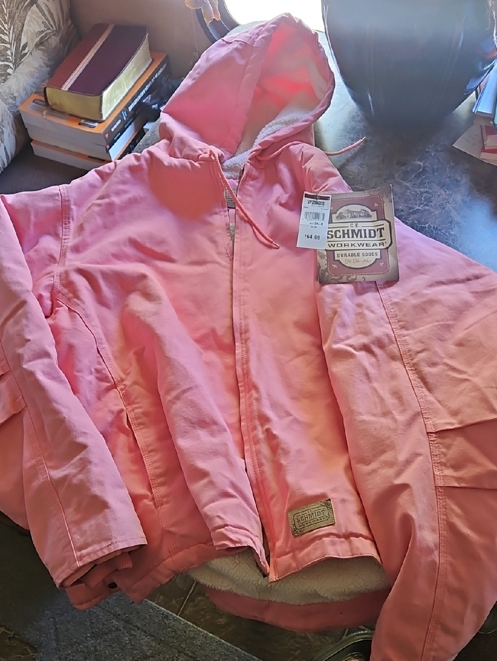 Women's Pink Hooded Sherpa-Lined Jacket Schmidt Workwear